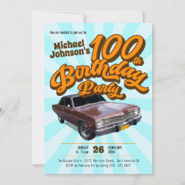 Roligt för Vintage av klassisk personbil Retro 100 Inbjudningar