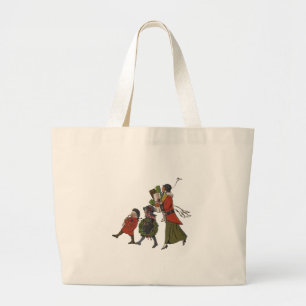 Roligt för Vintage-julshoppingfamiljen Jumbo Tygkasse