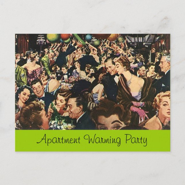 Roligt för vykort Retro Houseuppvärmning Party Bas (Framsida)