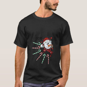 Roligt för Womens Nonni Snögubbe Candy cane, jul i T Shirt