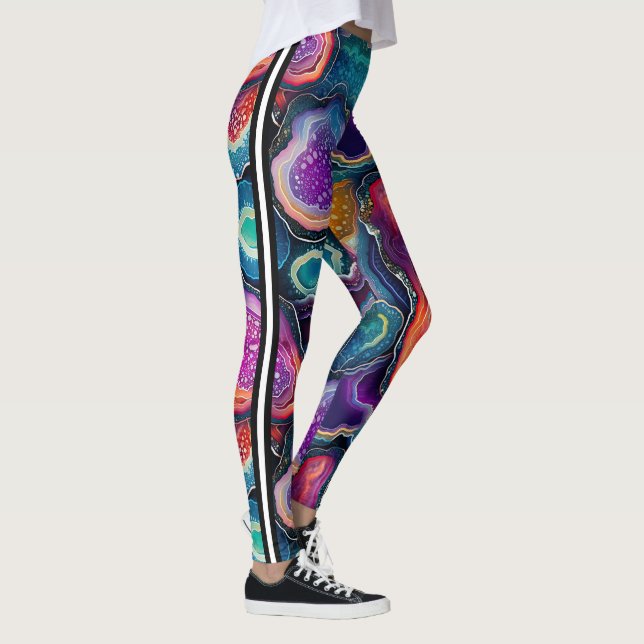 Roligt Fördärvlig stensegmentsagentdesign med Rand Leggings (Höger)
