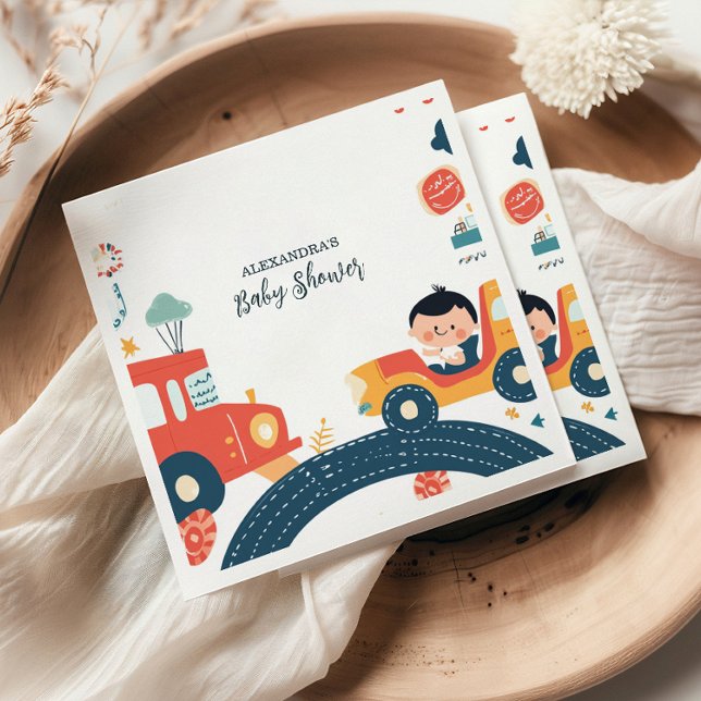 Roligt Fordon Cars Boy Baby Shower Pappersservett (Skapare uppladdad)