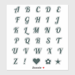 Roligt Forest Grönt Alphabet Initial Monogram Brev Klistermärken