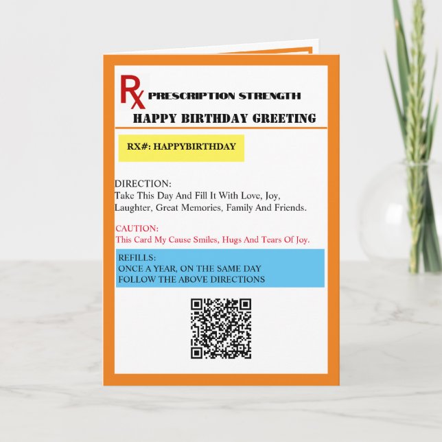 Roligt Förskrivning födelsedagskort Anteckningskort (Framsida)