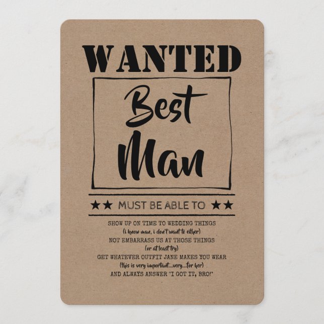 Roligt Förslag till Best Man, Bröllopsvittne  Inbjudningar (Framsida)
