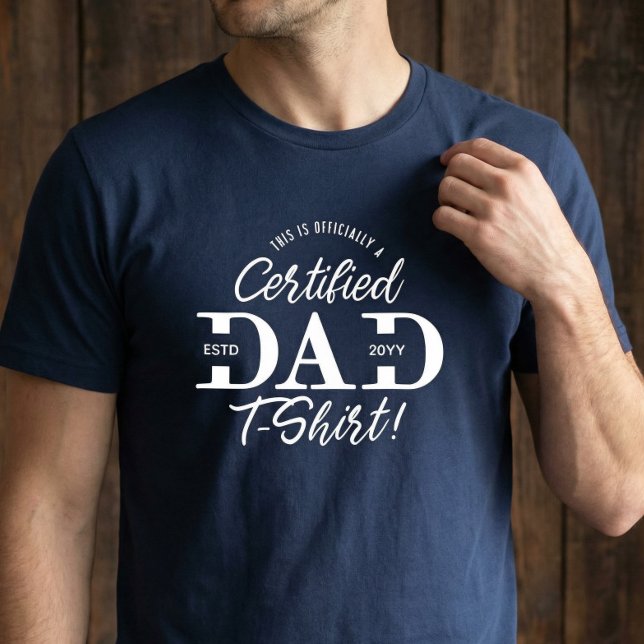 Roligt första fars dag Certifierad pappa Ny pappa  T Shirt (Fun First Father’s Day Certified Dad New Dad Est. Tri-Blend Shirt)