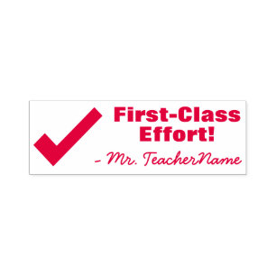 Roligt "Första klassens insats!" Tutor Rubber Frim Självfärgande Stämpel