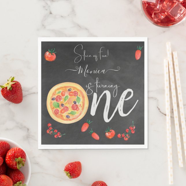 Roligt, första pizzafödelsedag pappersservett (Insitu)