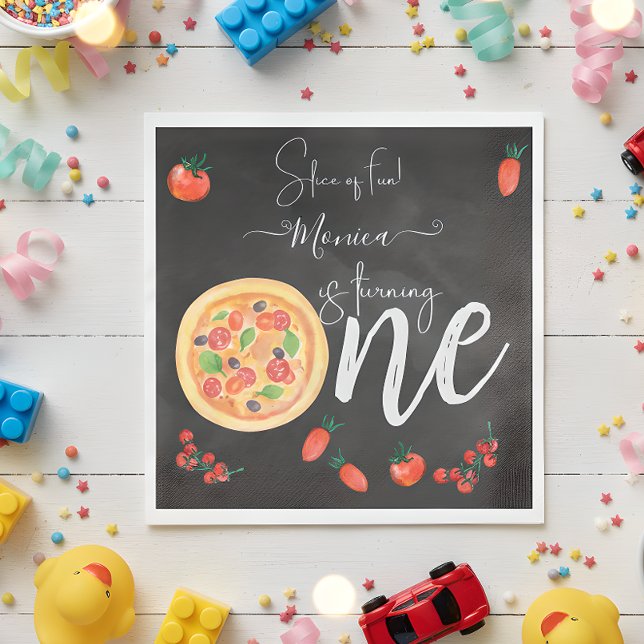 Roligt, första pizzafödelsedag pappersservett (Skapare uppladdad)