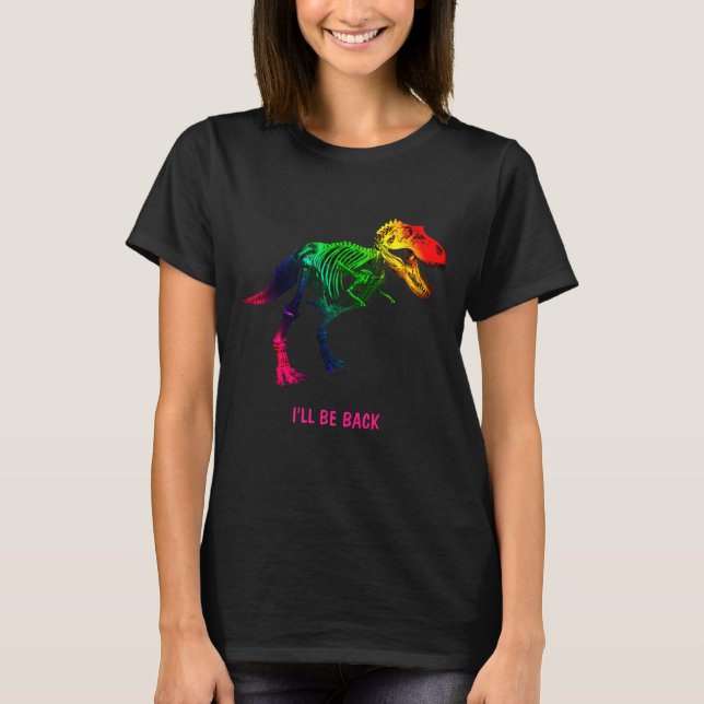 Roligt fossil för regnbåge T Rex med ditt namn Tee Shirt (Framsida)
