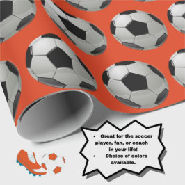 Roligt Fotboll Mönster på Orange Presentpapper