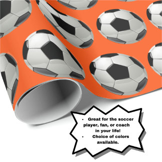 Roligt Fotboll Mönster på Orange Presentpapper