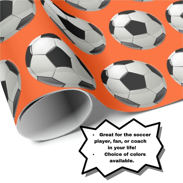 Roligt Fotboll Mönster på Orange Presentpapper (Personalize your gift with this fun soccer ball pattern on orange wrapping paper!)