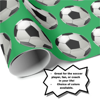 Roligt Fotbolls-Mönster på Grönt Wrapping Papper Presentpapper