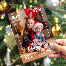 Roligt Foto på Gräns God jul  med hög jul Julkort