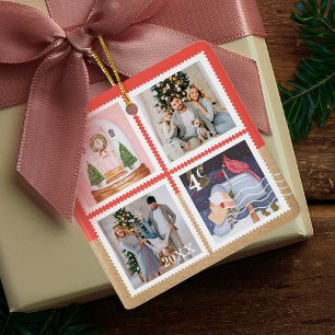 Roligt Foton i julfamiljen Postage Frimärke Julgransprydnad Keramik