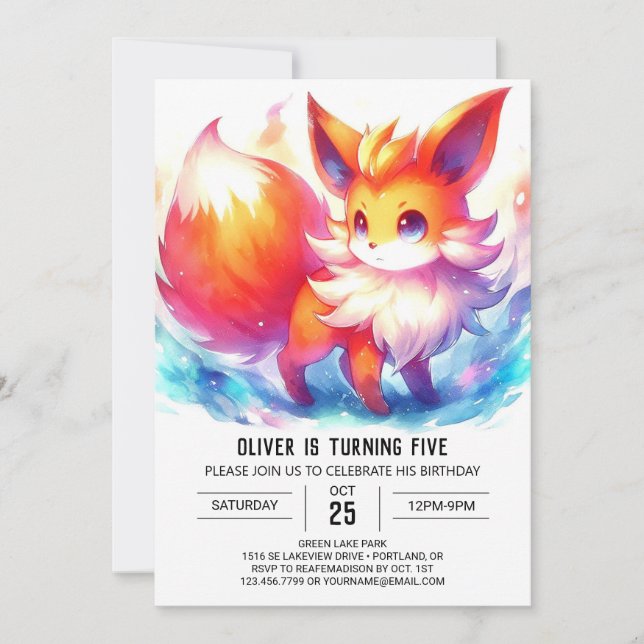 Roligt Fox Birthday Inbjudningar (Framsida)