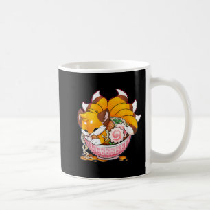 Roligt Fox Ramen Japansk Noodles Cute Kawaii Anime Kaffemugg