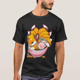 Roligt Fox Ramen Japansk Noodles Cute Kawaii Anime T Shirt
