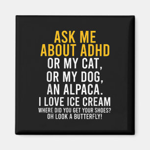 Roligt Fråga mig om adhd Autism Mental Health Awar Magnet