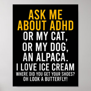 Roligt Fråga mig om adhd Autism Mental Health Awar Poster