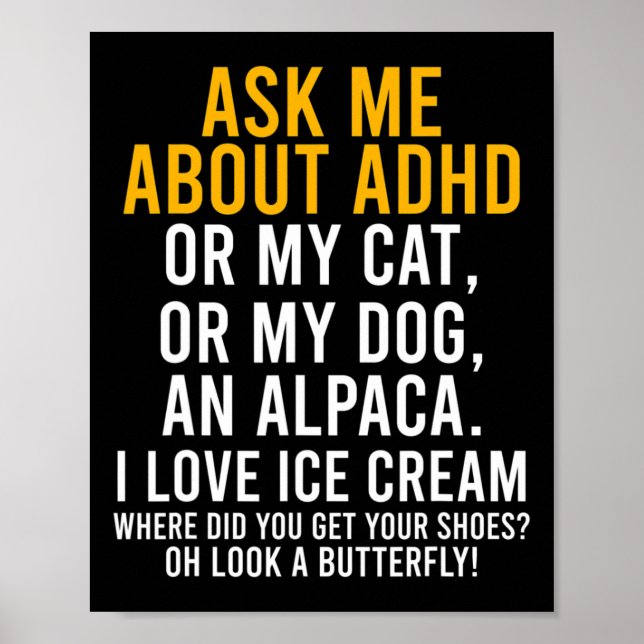 Roligt Fråga mig om adhd Autism Mental Health Awar Poster (Framsidan)