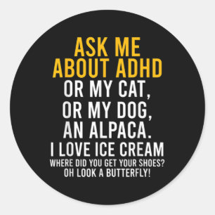 Roligt Fråga mig om adhd Autism Mental Health Awar Runt Klistermärke