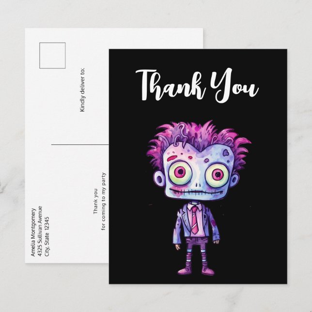 Roligt Frankensteins monster Halloween tack Vykort (Fram/baksida)