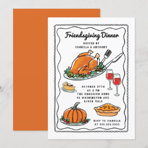 Roligt Friendsgiving inbjudan till middag