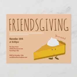 Roligt Friendsgiving Smiling Pumpkin Paj Helgdag Inbjudan Vykort