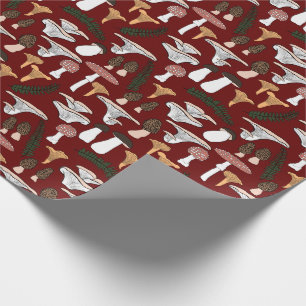 Roligt Fungi Mushroom Fern Mönster Gift Presentpapper