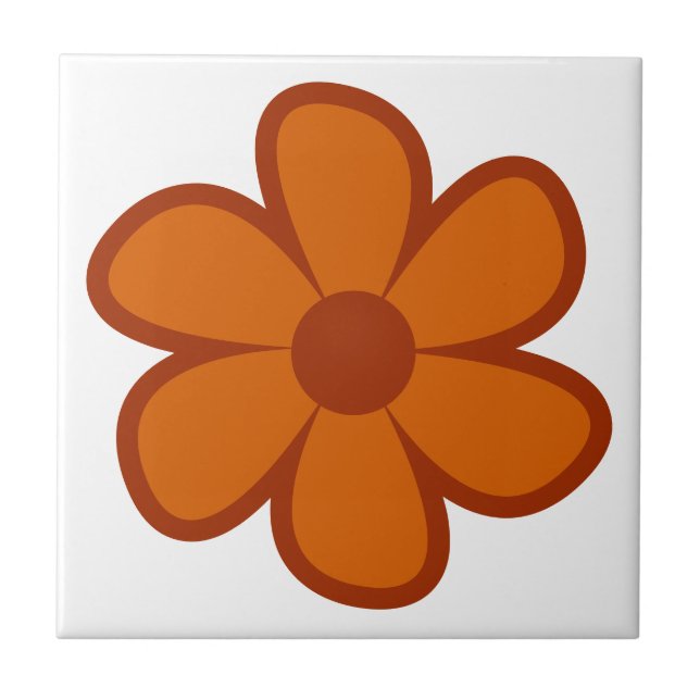 Roligt Funky 60 s 70-tal Retro Flower Ceramic Tile Kakelplatta (Framsidan)