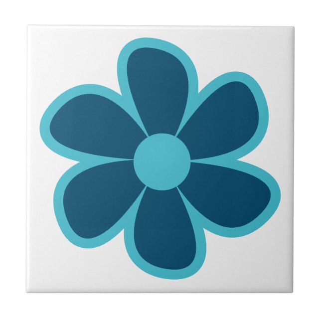 Roligt Funky 60 s 70-tal Retro Flower Ceramic Tile Kakelplatta (Framsidan)