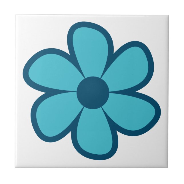 Roligt Funky 60 s 70-tal Retro Flower Ceramic Tile Kakelplatta (Framsidan)