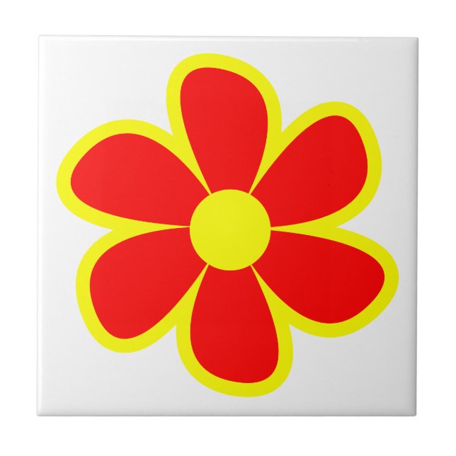 Roligt Funky 60 s 70-tal Retro Flower Ceramic Tile Kakelplatta (Framsidan)