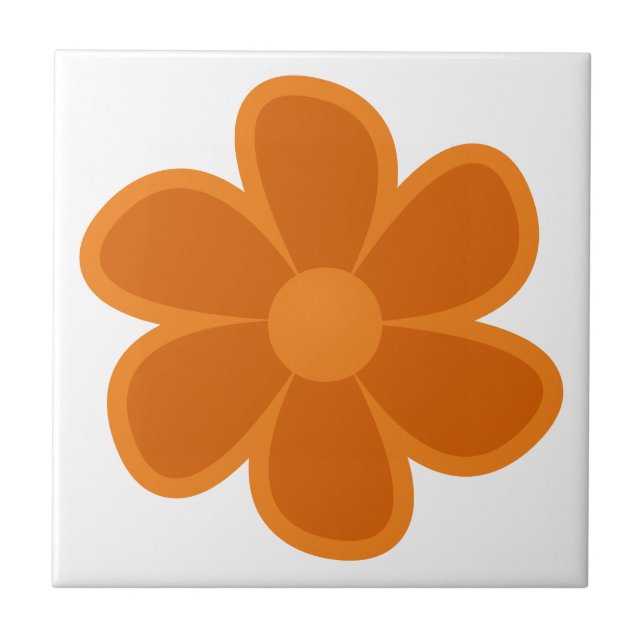 Roligt Funky 60 s 70-tal Retro Flower Ceramic Tile Kakelplatta (Framsidan)