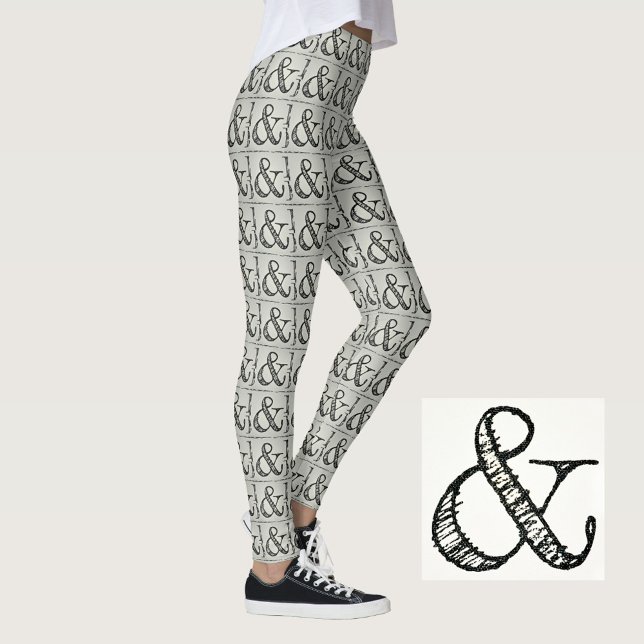 Roligt Funky Black Ampersand Symbol Chic Grått Leggings (Skapare uppladdad)