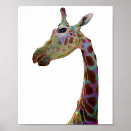 Roligt funky färgstark Giraffe Poster