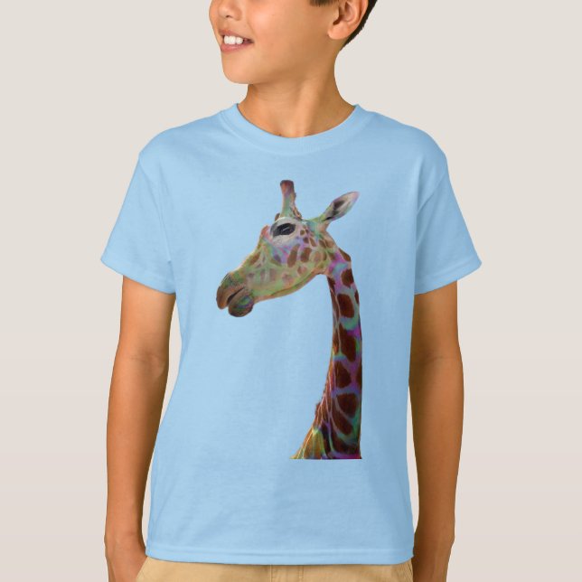 Roligt funky färgstark Giraffe T Shirt (Framsida)