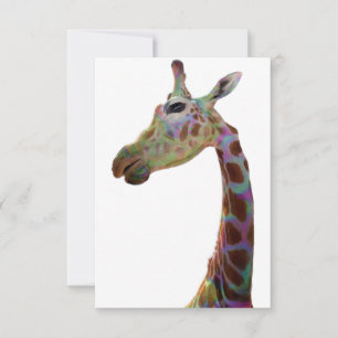 Roligt funky färgstark Giraffe   Tack Kort