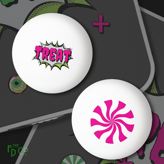 Roligt Funky Peppermint Candy "Treat" Anpassade Pingisboll (Skapare uppladdad)