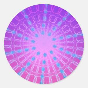 Roligt Funky Psychedelic Circular Burst Sticker Runt Klistermärke
