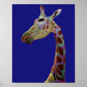 Roligt funky regnbåge, färglös Giraffe Poster