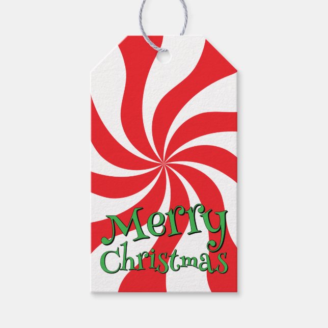 Roligt Funky Retro Peppermint Candy Swirl Presentetikett (Framsidan)