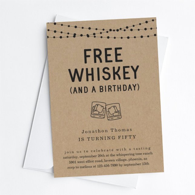 Roligt Funny Free Whiskey Födelsedagsfest inbjudan (Skapare uppladdad)