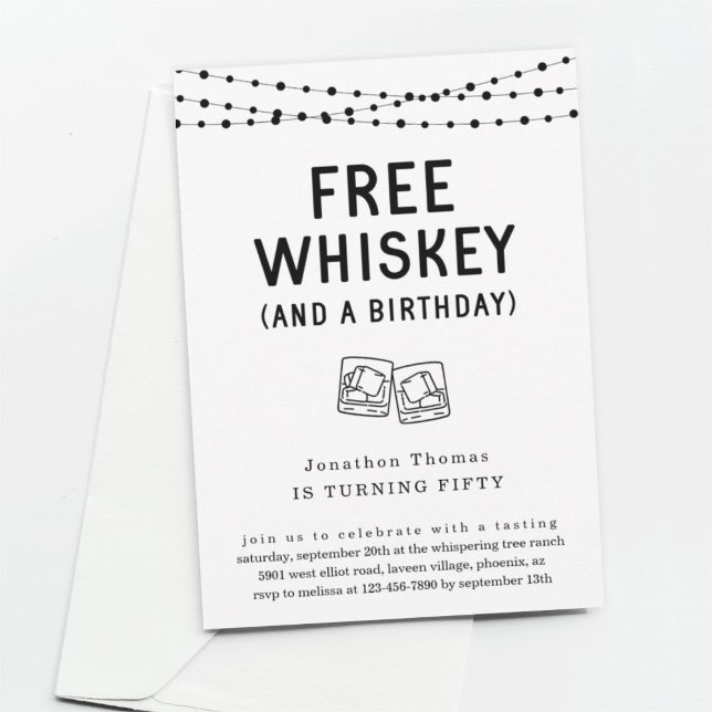 Roligt Funny Free Whiskey Födelsedagsfest inbjudan (Skapare uppladdad)