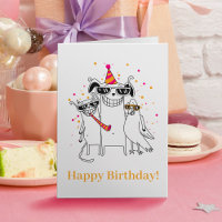 Roligt Funny Party Pet Animals Cute Grattis på föd