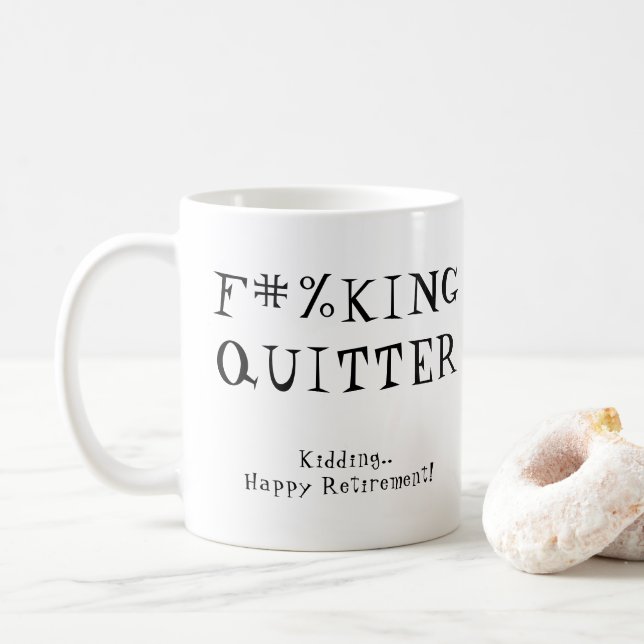 Roligt Funny Pension Gag Gift F#%KUNG QUITTER Kaffemugg (Med munk)