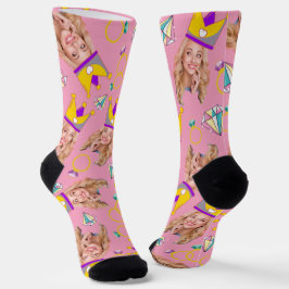Roligt & Funny Rosa Princess Ansikte Socks