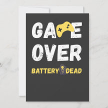 Roligt Game Over Batteri Dött Konst